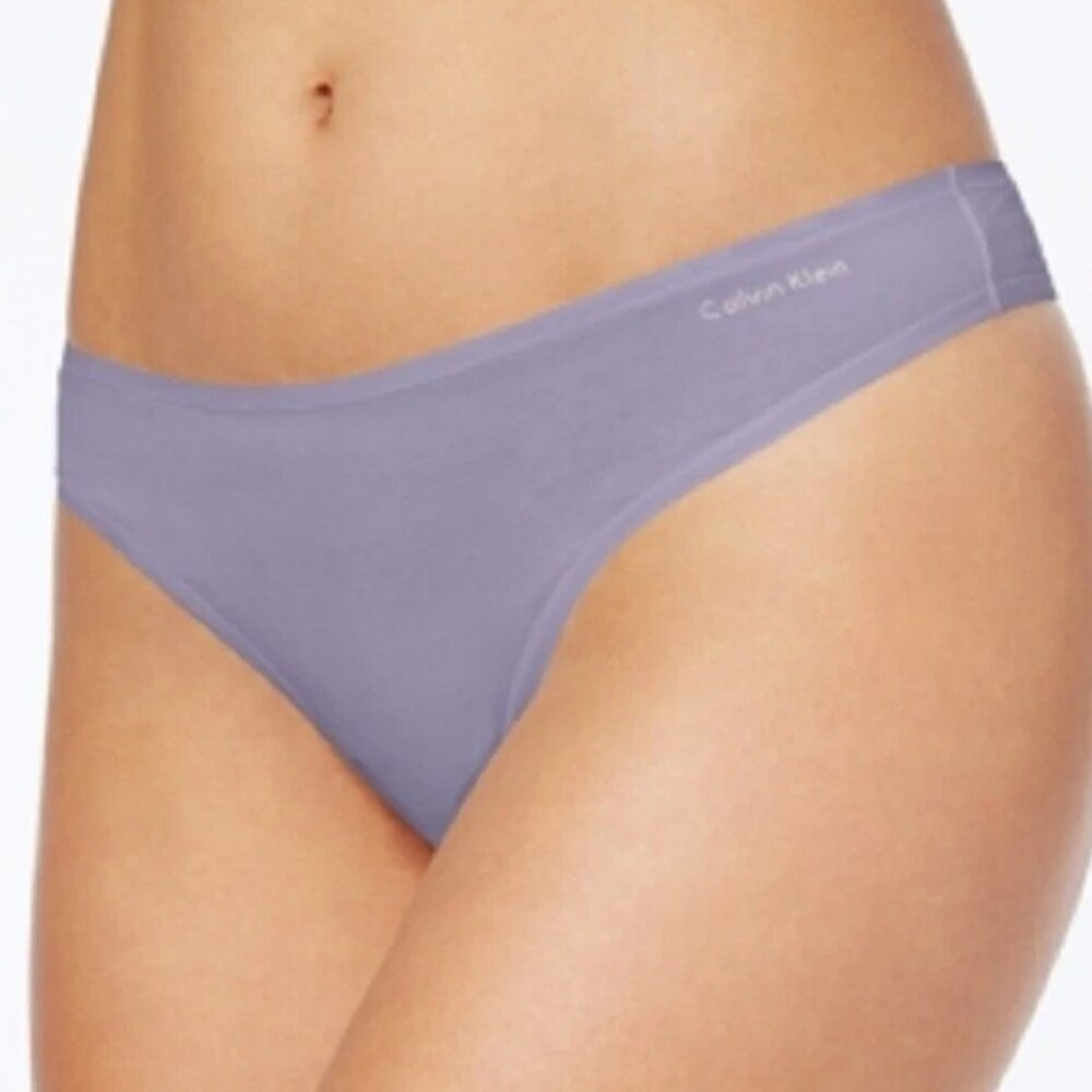 Calvin Klein Women's Cotton Form Thong Panty Underwear, Blue Granite, Small